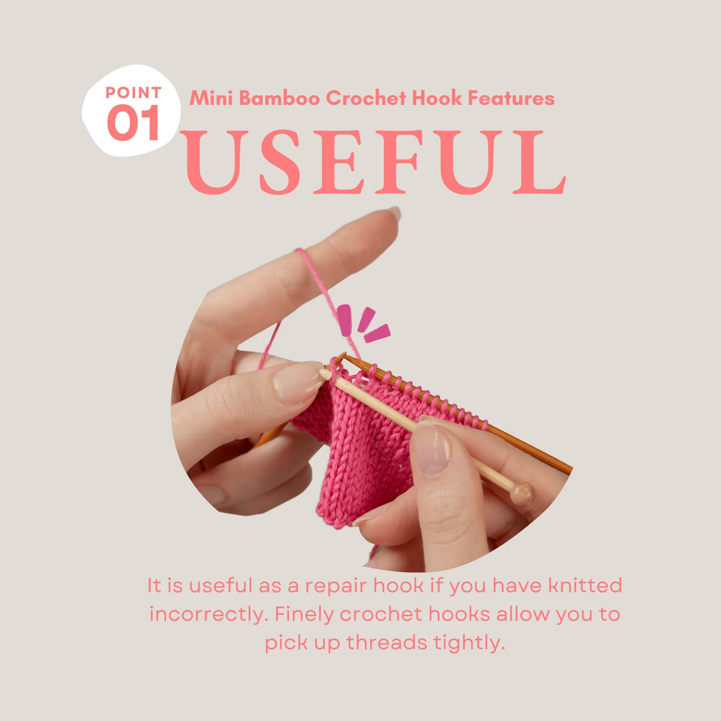 Seeknit Shirotake Mini Bamboo Crochet Hook