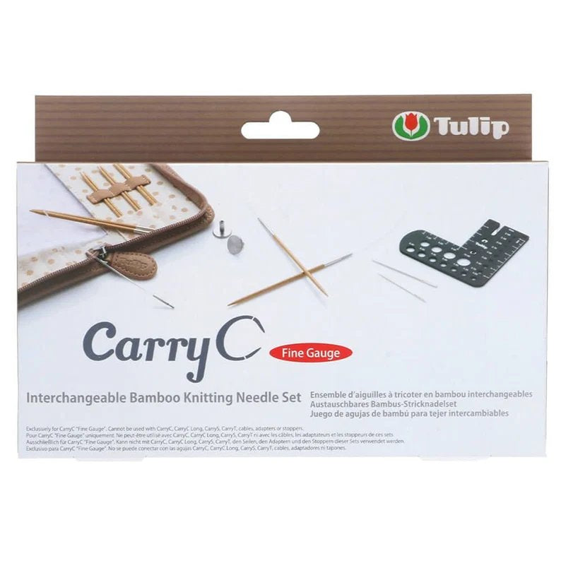 CarryC Fine Gauge Interchangeable Bamboo Knitting Needle Set