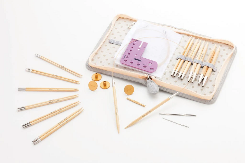 CarryC Long Interchangeable Bamboo Knitting Needle Set