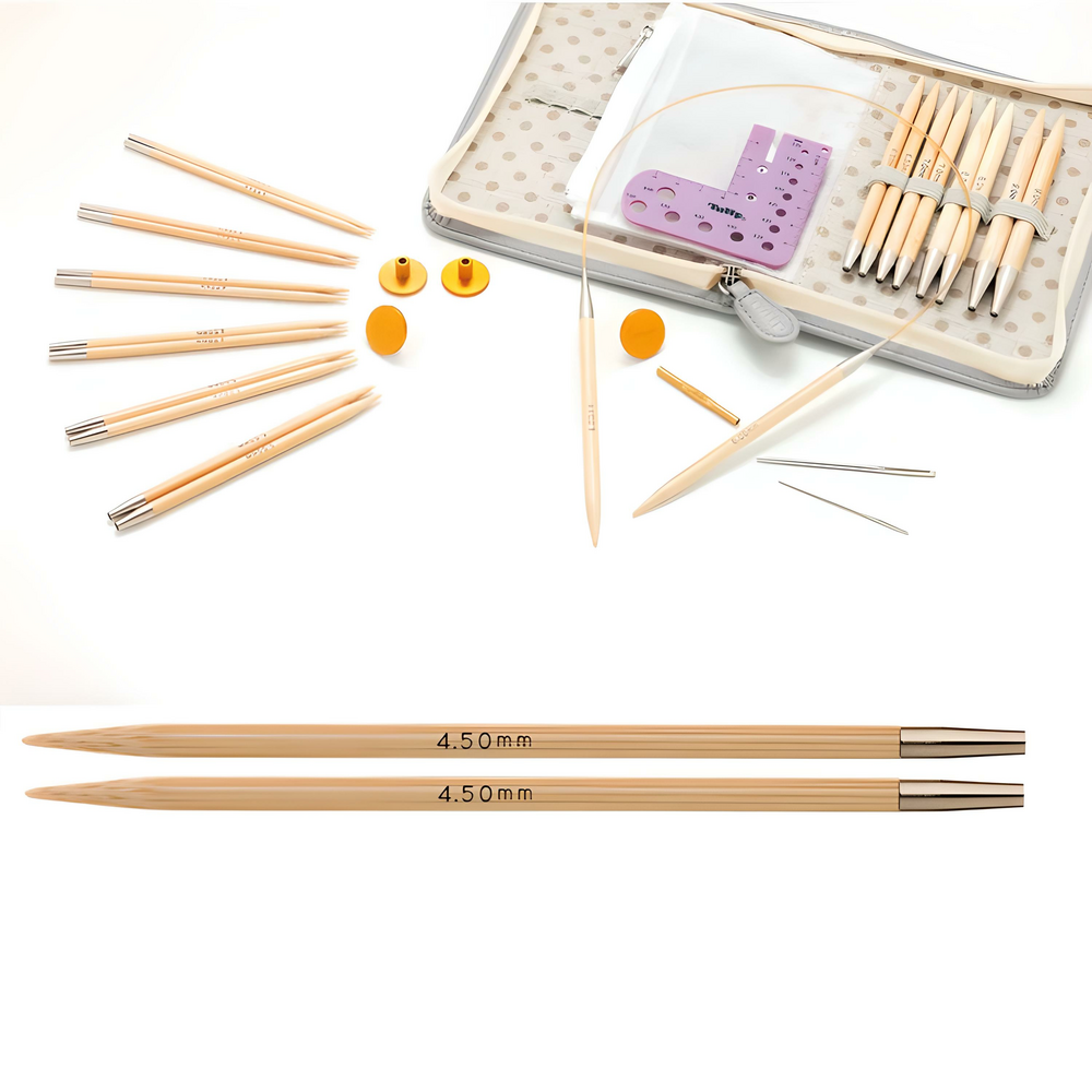 CarryC Long Interchangeable Bamboo Knitting Needle Set