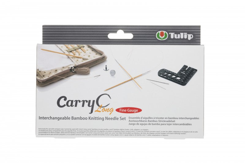 CarryC Long Fine Gauge Interchangeable Bamboo Knitting Needle Set