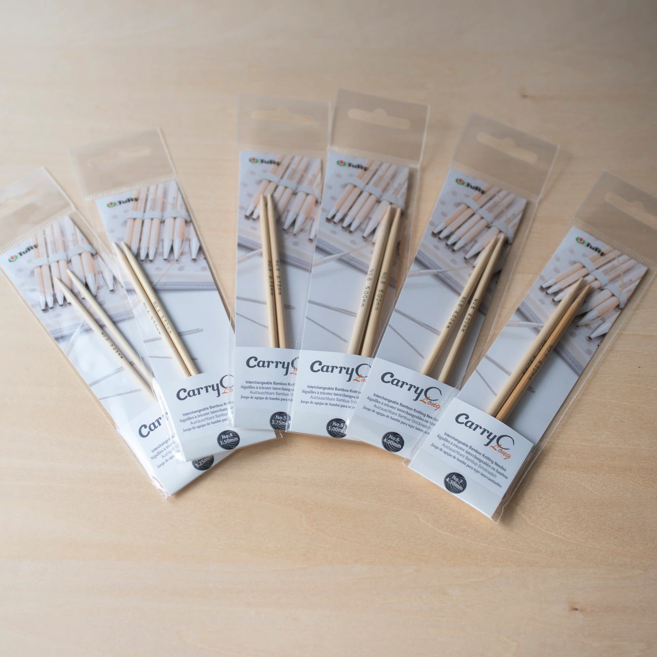 CarryC Long Interchangeable Bamboo Knitting Needles
